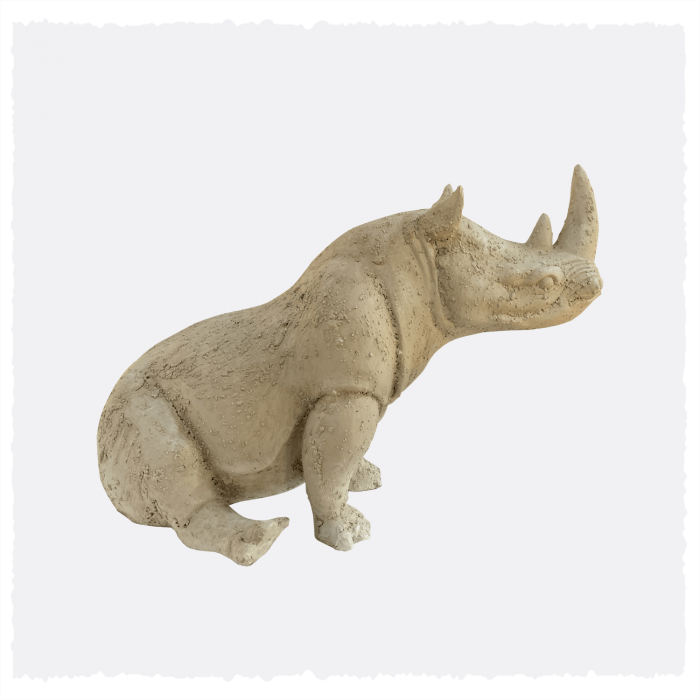 Figura Rinoceronte Sentado de Poliresina